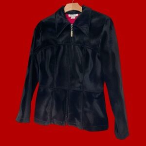 Vintage Wavy Velour Zip Jacket Black Size Small